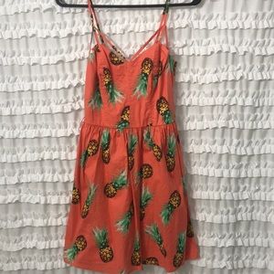 Bright Pineapple-Print Strappy Dress